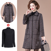 Medium-old two-sided cashmere big coat woman with long style and fat increase of code fat mom Spring and autumn clothes jacket foreign air windsuit