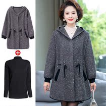 Medium-old two-sided cashmere big coat woman in the middle age with enlarged size 200 catty mother autumn and winter foreign air coat