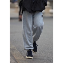 Nobodyknows Japanese new solid color letter printing Terry elastic waist straight tube can be tied foot sports pants