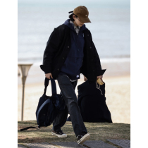 Nobodyknowns New Vintage Day Ensemble Retro No Collar Pure Color Loose Outline tooling male and female Shirt Jacket