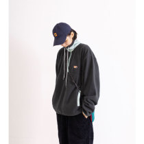 Nobodyknows original homemade autumn and winter retro pullover color stand collar fleece loose mens and womens clothes