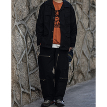 Nobodyknows new Japanese vintage Four-bag solid color work men and women casual Joker loose loose jacket coat