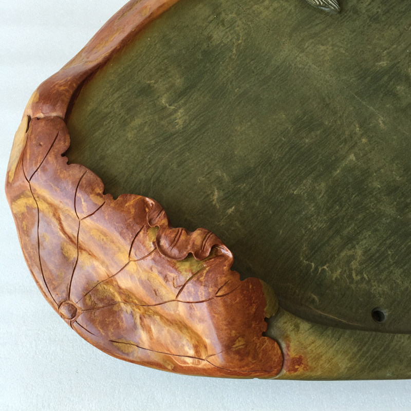 绿端石茶盘红色石皮石质纯净87x62x13cm