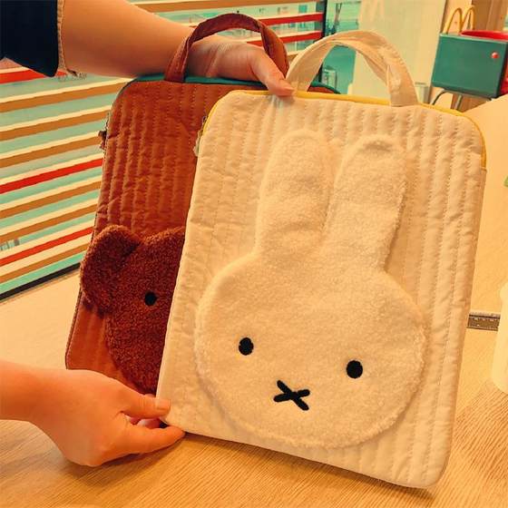 일본 만화 Mifei Rabbit Bear 봉제 자수 휴대용 태블릿 백 iPad Pro Protection Storage Bag 일본 만화 Mifei Rabbit Bear 봉제 자수 휴대용 태블릿 백 iPad Pro Protection Storage Bag