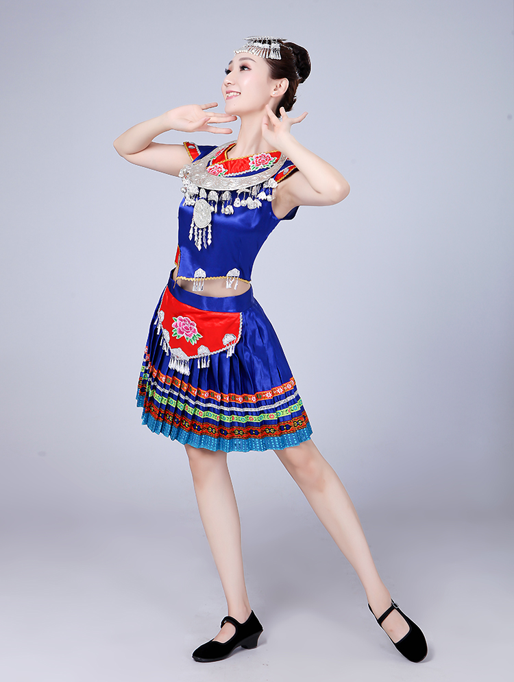 新款苗族舞蹈演出服少数民族服装土家族瑶族壮族彝族表演服成人女