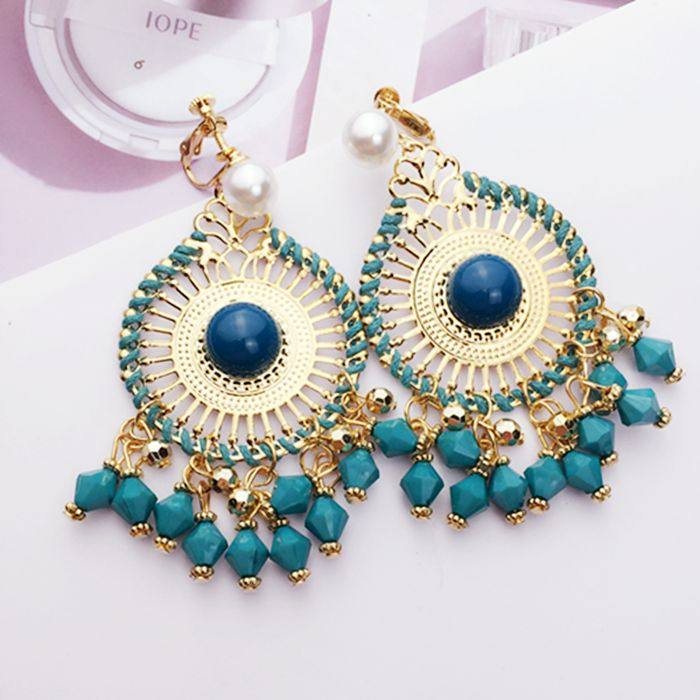 波西米亚夸张民族风无耳洞耳夹女复古耳钉夹式耳坠假耳环韩版配饰