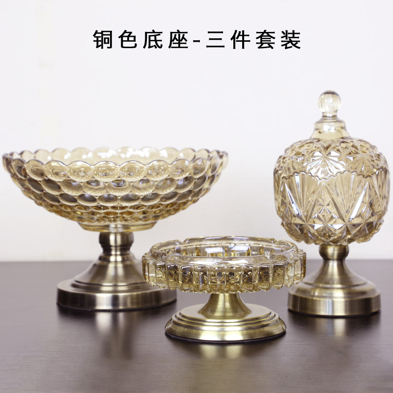 European Style Living Room Coffee Table Crystal Glass Fruit Plate