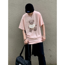 LKOD 2020 Summer new bear print cotton short sleeve men and women couples National tide Bear Bear tee