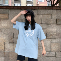 TWOWINLAB 20SS new smiley face foam print T-shirt men and women casual loose couple Wild short sleeve