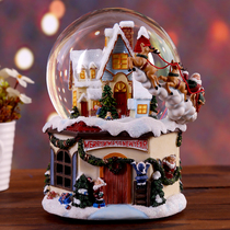 Santa Claus Crystal Ball Self-Spraying Snowflake Music Box Bluetooth Audio Snowman Music Box Christmas Gift for Men and Women