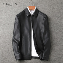 New Haining head-layer calfskin short lapel leather tire cowhide men Business casual leather jacket jacket