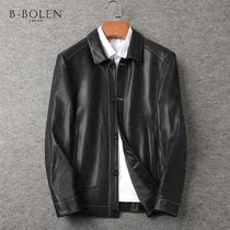 2021 Autumn New Haining leather leather jacket mens short lapel slim goat deer leather jacket casual coat