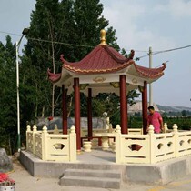 Cement reinforced concrete antique pavilion imitation wood pavilion hexagonal pavilion