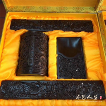 Black Sandalwood Room Four Precious Red Wood Craft Pen holder Town ruler Longfeng in Xiangxiang Book Room Pendulum Piece Gift Gift Box Dress