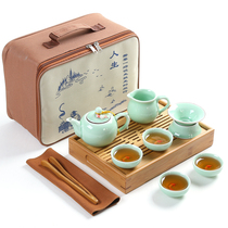 Express travel tea set carrying case outdoor travel dry bubble small tea tray mini simple home a pot of four cups