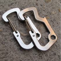 Unmarked small dogfish EDC multifunctional d-buckle stainless steel carabiner bottle opener spring hook buckle quick hanging