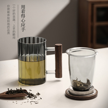 Lin Zi Cha Yi tea water separation glass filter tea cup Japanese three-piece tea cup office personal water Cup