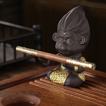 Tea ceremony zero with creative gold hoop stick solid wood tea knife tea needle Puer tea cake pry tea opener tea tea pet ornaments