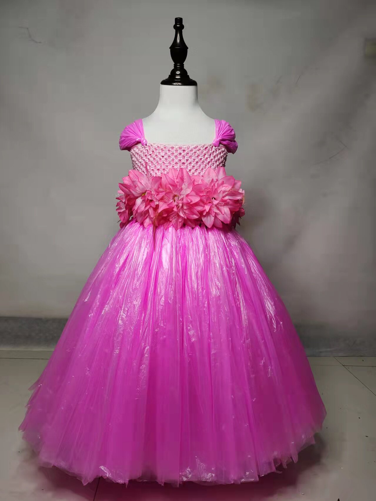 女孩儿童环保服装幼儿园手工diy制作创意花朵裙亲子时装走秀演出