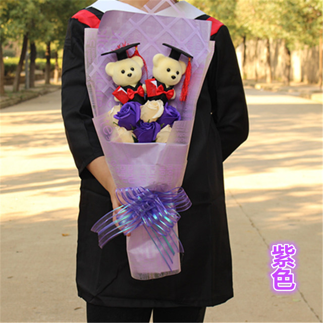 Doctoral Graduation Doll Bouquet Graduation Season Single Cartoon Bouquet Bear ຮູບພາບຂອງຂວັນວັນຄູ