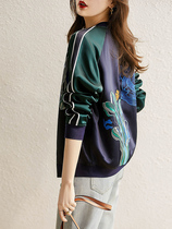 Sandro Mocoloni embroidery baseball uniforms 2022 new stand-up collar minus age zipped jacket short jacket woman