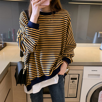 Sandro Moscoloni stripes fake two-piece sweatshirt 2022 new Korean version loose 100 hitch long jacket