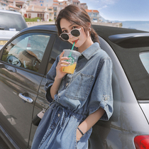 Sandro Moskoloni Denim Skirt Woman 2022 Summers new casual temperament with a knee one-piece dress