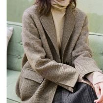 Sandro Moscoloni2021 autumn winter new retro suit plaid double face cashmere fur coat jacket