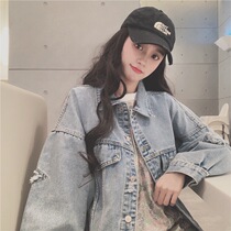 Sandro Moscoloni2022 autumn new coat female loose Korean version net red broken hole casual denim jacket