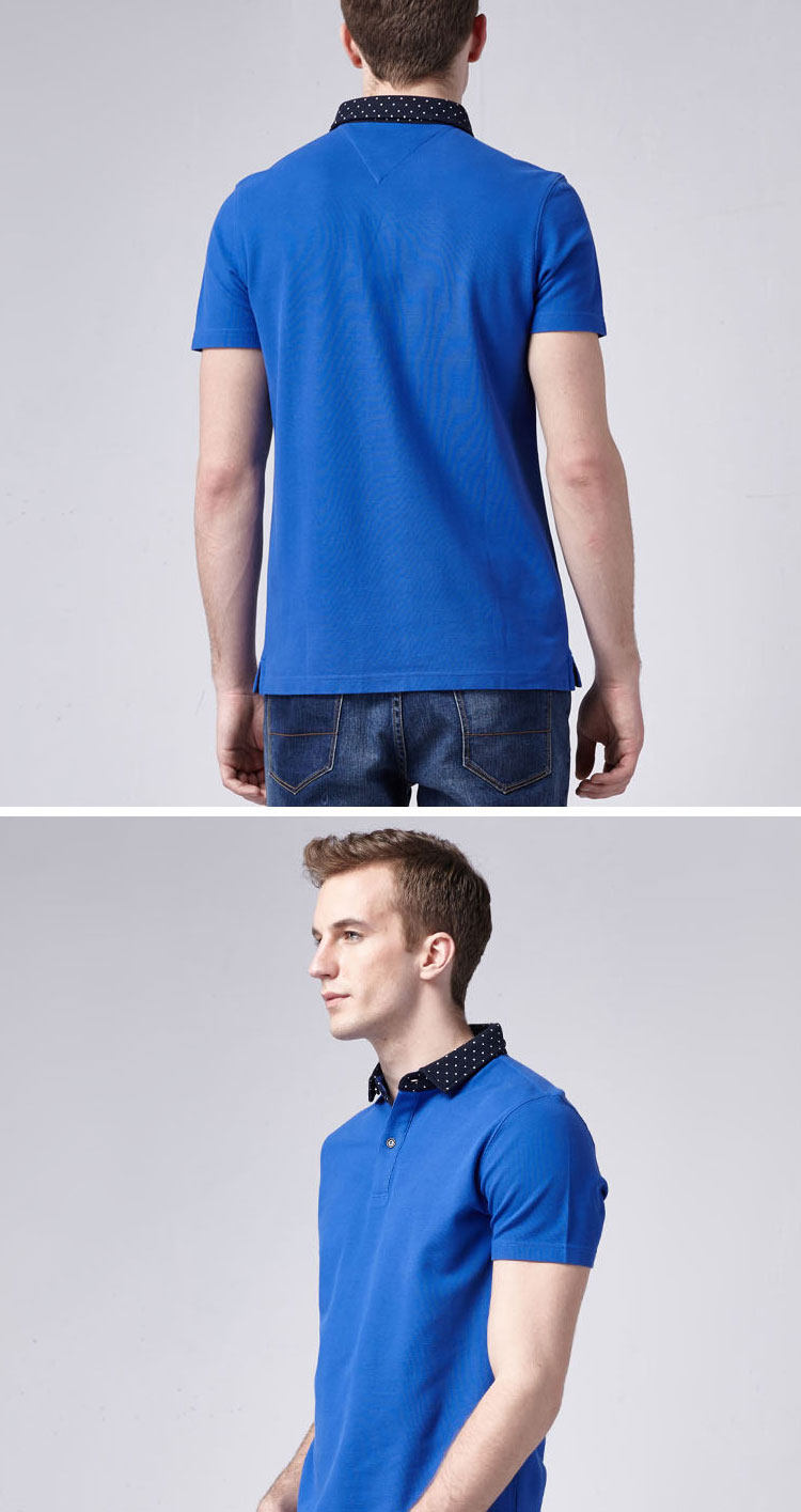 ucla2018夏季 时尚休闲学院男装 圆点领拼接 纯棉薄短袖polo