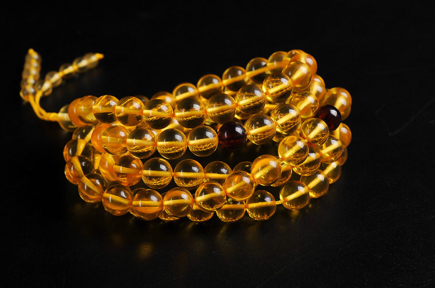 25.08g 单颗直径7mm 精品 收藏级 金珀 佛珠手链