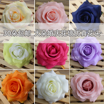 Simulation flower rose flower head diy handmade silk cloth wedding decoration silk flower rose fake flower silk flower