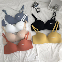 Korean version of simple non-slip comfortable seamless girl breast gathered underwear solid color bra thin rimless bra