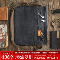 Madden Cargo Japanese Vintage Shoulder Crossbody Oil Wax Bag Commuter Mailer Wearable Old Coated Canvas Bag Men Large