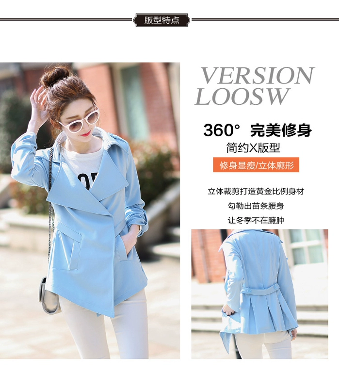 Áo khoác ngắn Swallowtail Xuân và Thu 2021 Hàn Quốc Slim OL Double Breasts Trench Coat Áo khoác gió nữ - Trench Coat