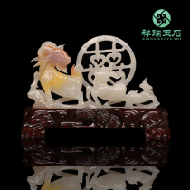 Natural Jade Three Sheep Kai Tai Ornaments Living Room Wine Cabinet TV Cabinet Decorative Crafts Office Wealth Sheng Xiao Yang