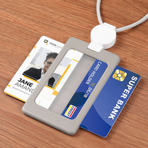 Creative Telescopic Hanging Rope Work Card Sleeve Double Face Transparent Document Sleeve Easy Pull Cingulum Rope Work Certificate Kit Work Card Staff