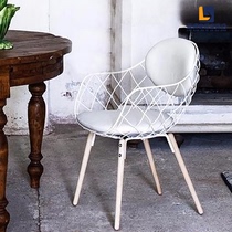 Nordic Leisure Single Sofa Chair Staff Chair Danish Computer Chair Fabric Metal Catering Chair Personal Iron Line Black and White Conditioning