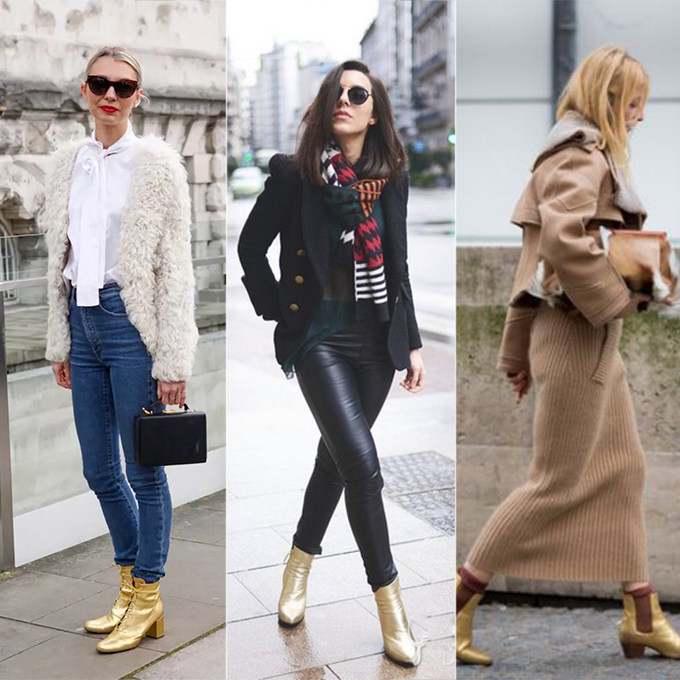 其实它的金色鞋子也是一样的搭配道理,主要还是灵活的运用.