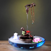 Porcelain Hengtang zen purple sand running water humidifier Feng Shui lucky living room office home decoration opening gift