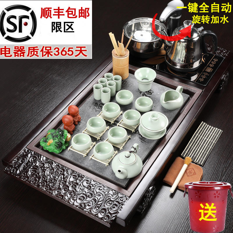 Porcelain constant hall of a complete set of automatic purple ceramic ice crack kung fu tea set four unity of household contracted ground