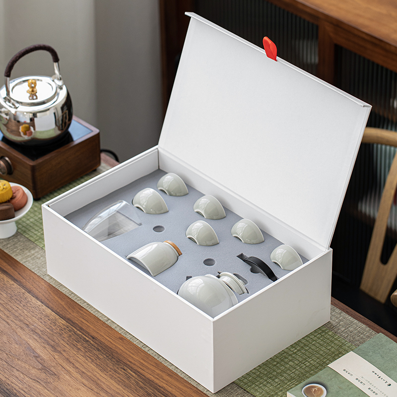 Porcelain heng tong wing ceramic kung fu tea set gift boxes of household contracted office make tea, tea pot