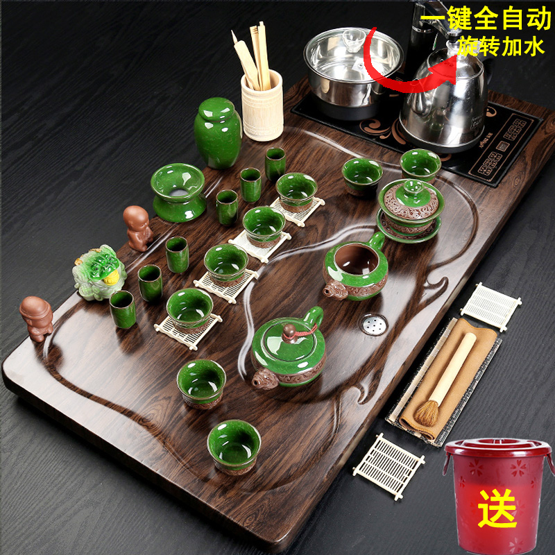 A complete set of automatic tea set purple ice crack kung fu tea set automatically sheung shui contracted household tea tea tray