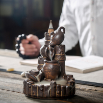 Porcelain Hengtang backflow incense burner Household indoor aromatherapy stove tower incense burner Smoke ceramic creative decoration incense incense holder