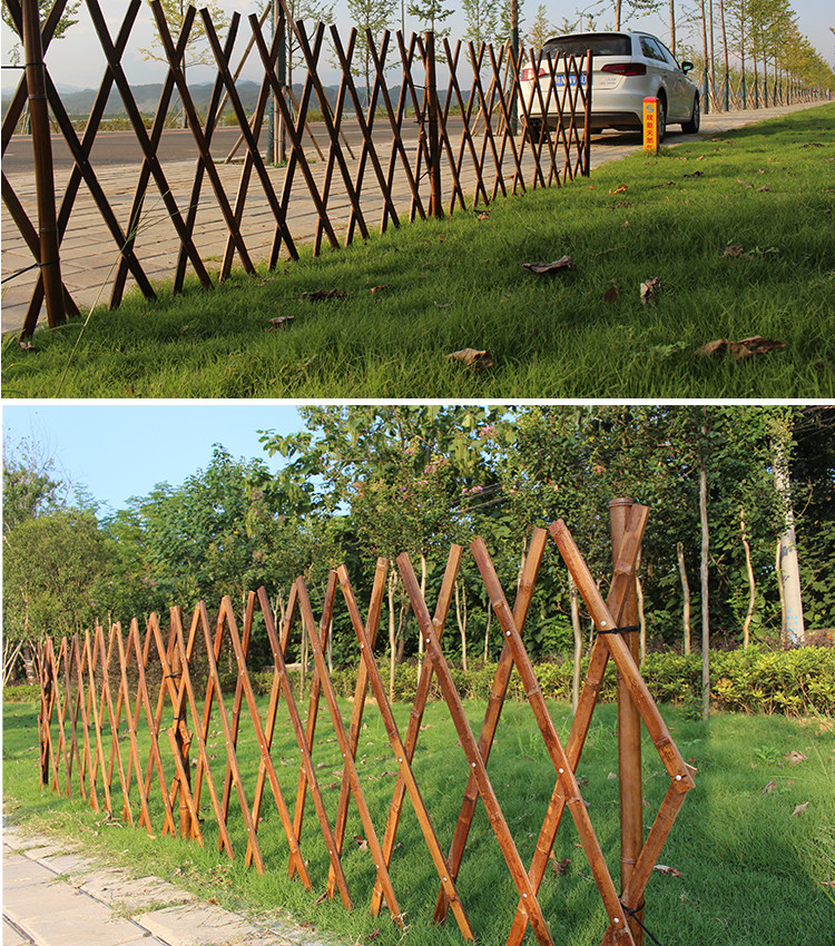 伸缩竹篱笆碳化竹围栏竹拉网花坛围栏花园栅栏护栏菜园篱笆爬藤架