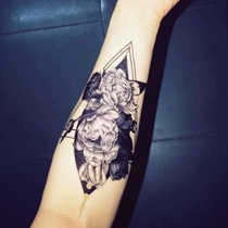 Tattoo stickers waterproof women durable 3d simulation sexy cover tattoos blue peony triangle body painted stickers
