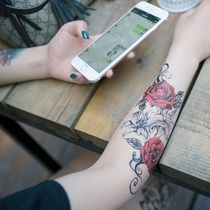 Rose flower vine tattoo sticker waterproof female durable Korean sexy flower arm half arm cover scar photo studio photo big tattoo tattoo