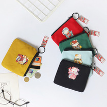 Cartoon Day Ensemble Recruit Chaise Cat Small Wallet Mini zipper Cute Student Little Fresh Transit Hairdo Zero Wallet Woman