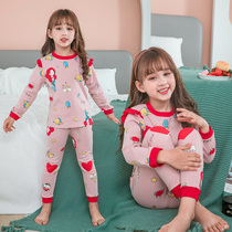 2021 New Girl underwear set cotton Korean childrens home pajamas set Autumn Winter female treasure autumn trousers