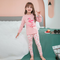 Girls cartoon pattern underwear set cotton home clothes 2021 New Korean children autumn clothes and trousers pullover